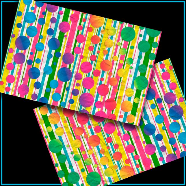 [Beatnik Bubbles] Retro Polka Dot Striped Rainbow Tissue Paper (Creator Uploaded)
