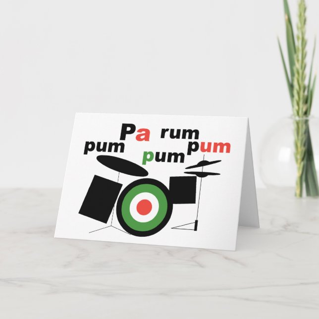 Beatnik Drummer Boy Greeting Card / White (Front)