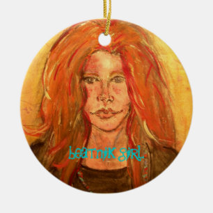 beatnik girl ceramic ornament