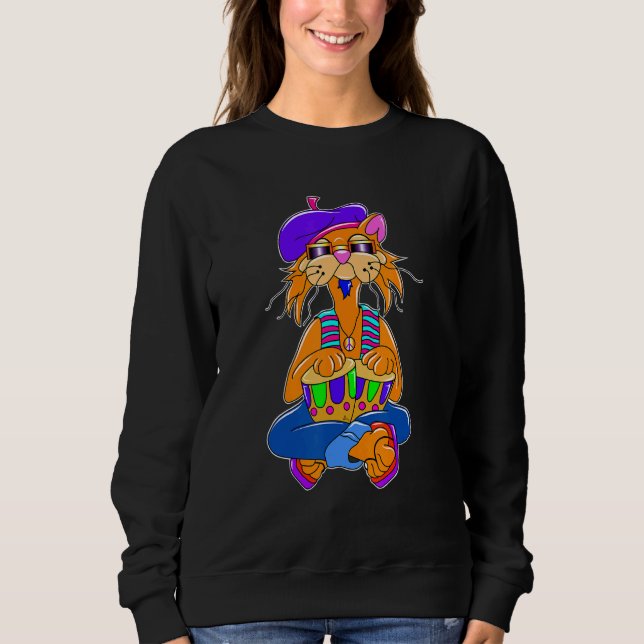 Beatnik Hippy Cat Sweatshirt (Front)
