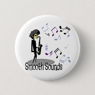Beatnik Jazz Saxophone Player 6 Cm Round Badge