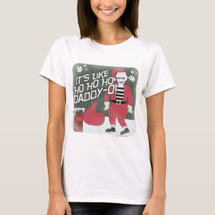 Beatnik Santa Holiday Character Christmas Cartoon T-Shirt