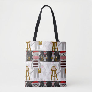 Beatnik Sockmonkey Poetry Party Tote Bag