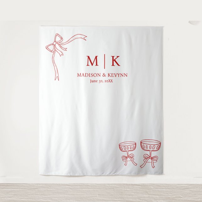Beatrice Ribbon Red Wedding Tapestry (Front)