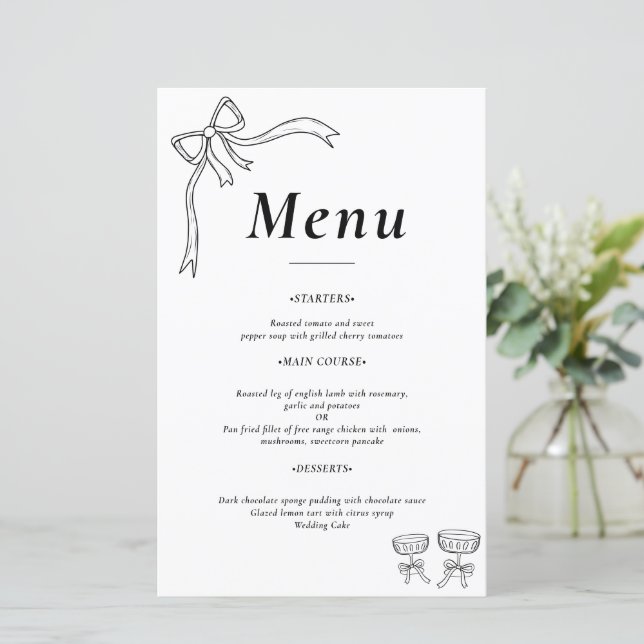Beatrice Ribbon  Wedding Menus (Standing Front)