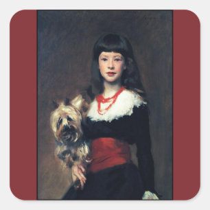 Beatrice Townsend w/Dog 1882 ~ Realism Square Sticker
