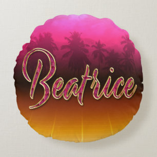 Beatrice Vorname Name golden pink Kissen Round Cushion