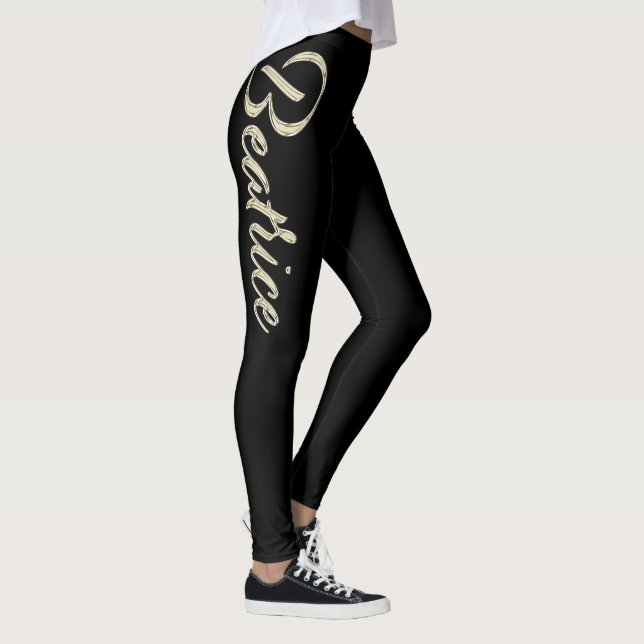 Beatrice white gold Handwriting trousers Leggings (Right)