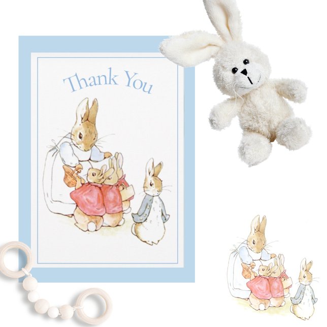 Beatrix Potter Blue Baby Shower Thank You Card (Creator Uploaded)