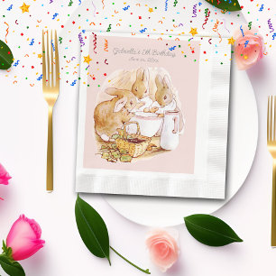 Beatrix Potter Bunnies Berries and Cream Birthday Napkin