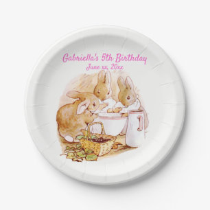 Beatrix Potter Bunnies Berries and Cream Birthday Paper Plate