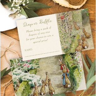 Beatrix Potter Bunny Diaper Raffle  Enclosure Card