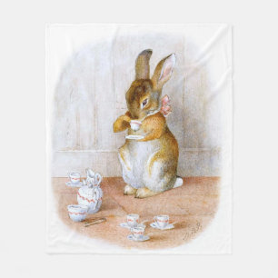 Beatrix Potter: Bunny Girl Drinking Tea Fleece Blanket