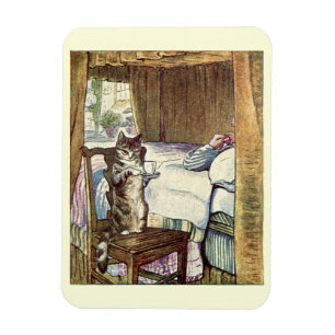 Beatrix Potter Cat Serving Tea Magnet