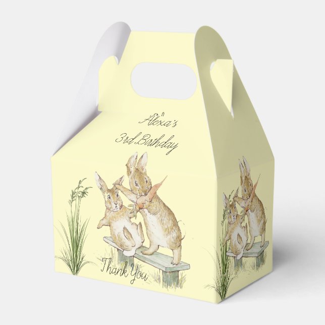 Beatrix Potter, Cute Rabbits Eating Carrots Favour Box (Back Side)