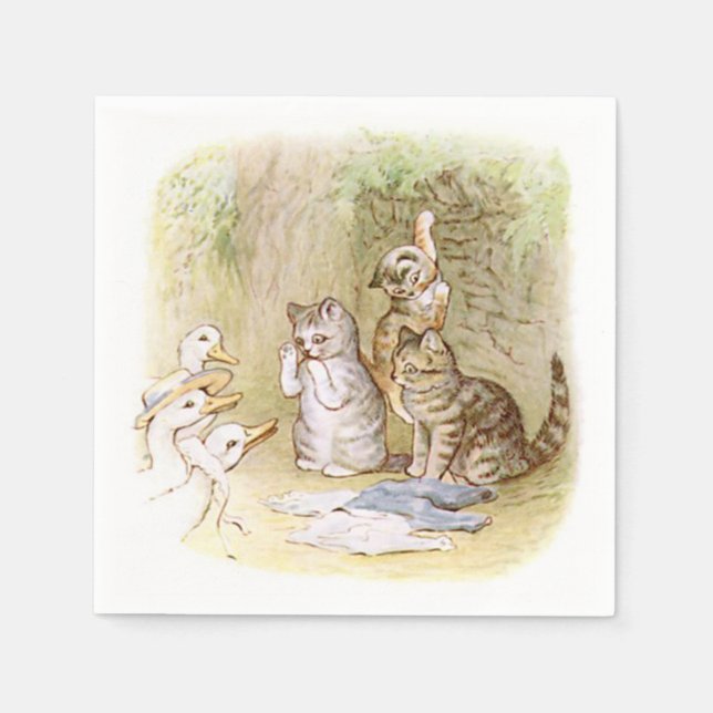 Beatrix Potter, Kittens, Ducks, Custom Napkin (Front)