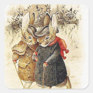 Beatrix Potter - Peter Rabbit Winter Walk Square Sticker