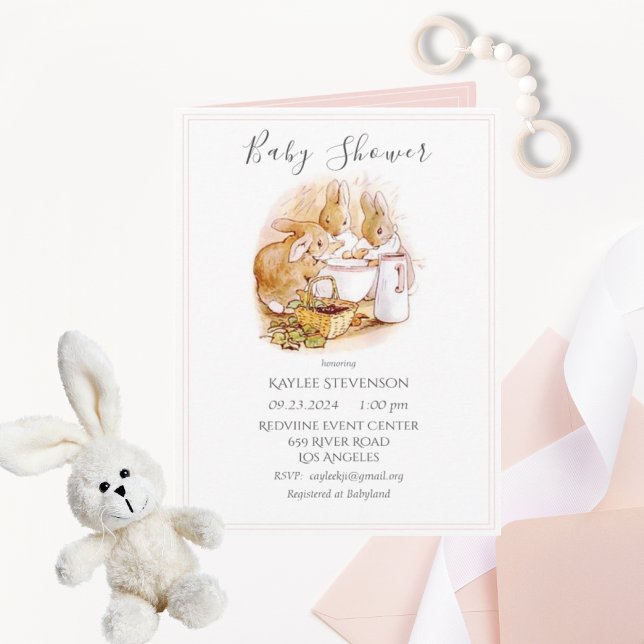 Beatrix Potter Pink Baby Girl Shower Invitation (Creator Uploaded)