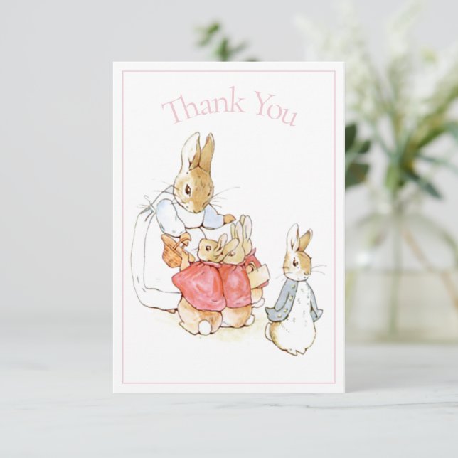 Beatrix Potter Pink Baby Shower Thank You (Standing Front)