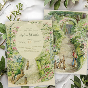 Beatrix Potter Romantic Garden Bunny Baby Shower Invitation