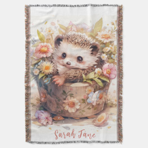 Beatrix Potter Style Baby Hedgehog Throw Blanket