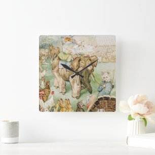 Beatrix Potter The Fairy Caravan Nursery Square Wall Clock