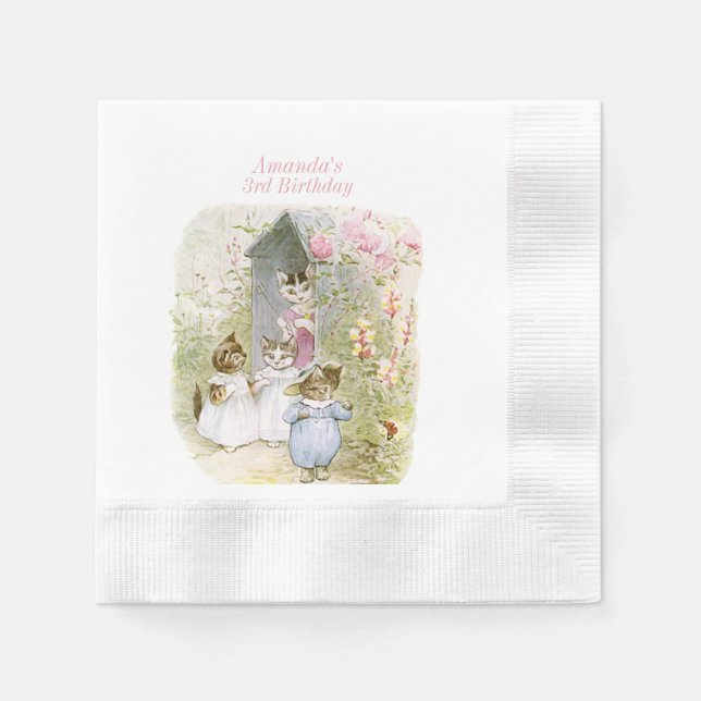 Beatrix Potter Tom Kitten, Mittens and Moppet Napkin (Front)