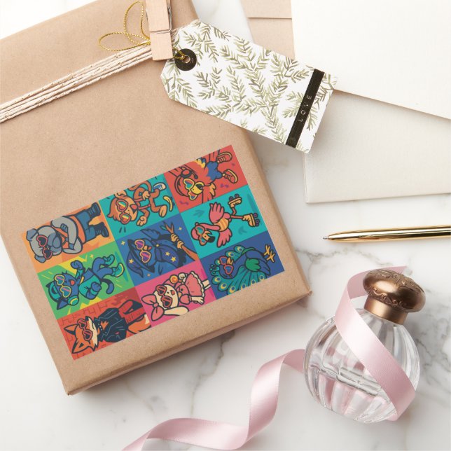 Beats and Beasts Rectangular Sticker (Gifting)