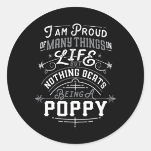 Beats Being A Poppy Grandpa Fathers Day Men Classic Round Sticker