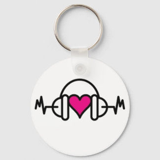Beats of Love | Pink heart with pulse & headphone Key Ring