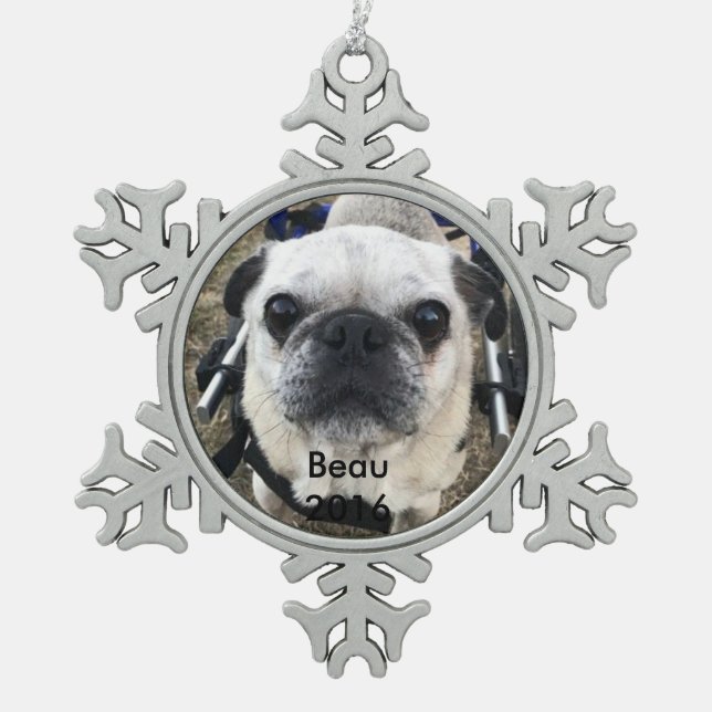 Beau 2016 snowflake pewter christmas ornament (Front)