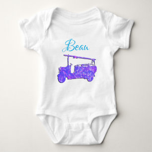 Beau Name With Fire Truck, Baby Bodysuit