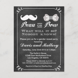 Beau Or Bow Gender Reveal Baby Shower invitation