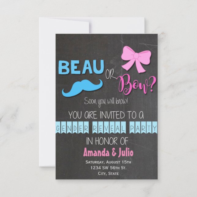 Beau or Bow Gender Reveal Invitation (Front)