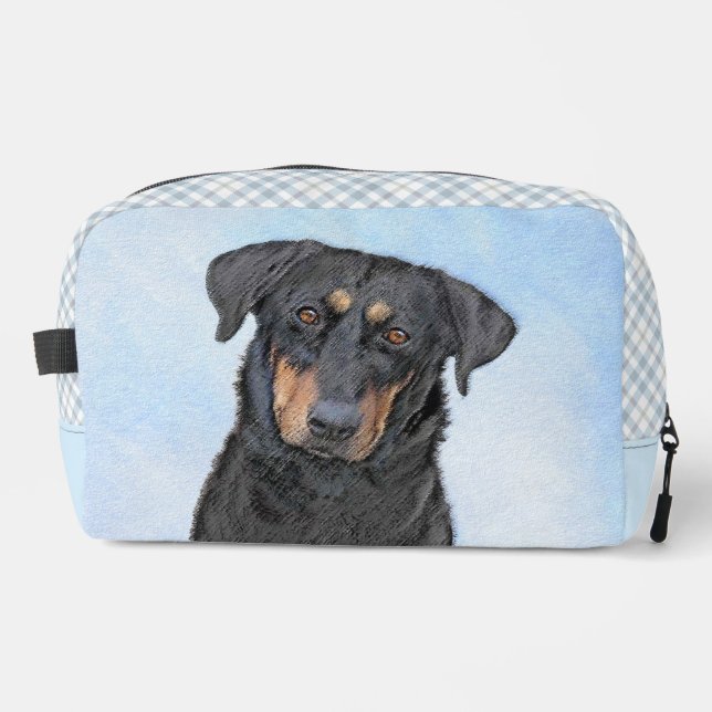 Beauceron Black and Tan Painting Sheepdog Dog Art Dopp Kit (Front)