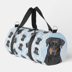 Beauceron Black and Tan Painting Sheepdog Dog Art Duffle Bag