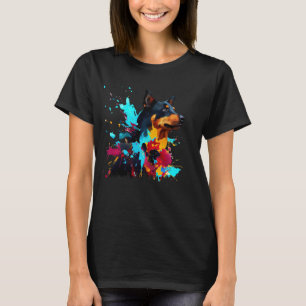 Beauceron Colourful Splashes Of Paint, Abstract Ar T-Shirt