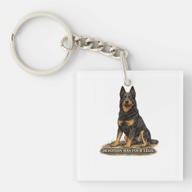 Beauceron – Devotion Has Four Legs Dog  Key Ring (Front)