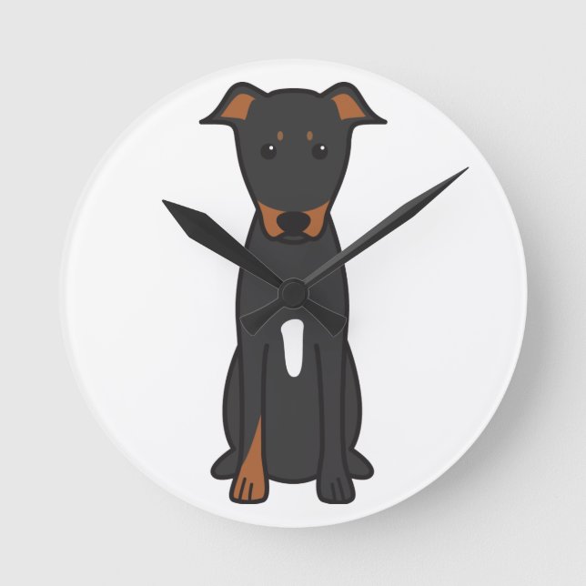 Beauceron Dog Cartoon Round Clock (Front)