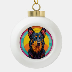 Beauceron dog Colourful Illustration Ceramic Ball Christmas Ornament