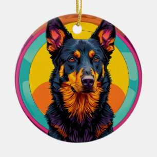 Beauceron dog Colourful Illustration Ceramic Ornament