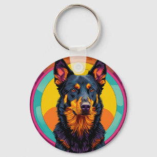 Beauceron dog Colourful Illustration Key Ring