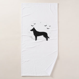 Beauceron Dog � Halloween Moon Silhouette Classic  Bath Towel