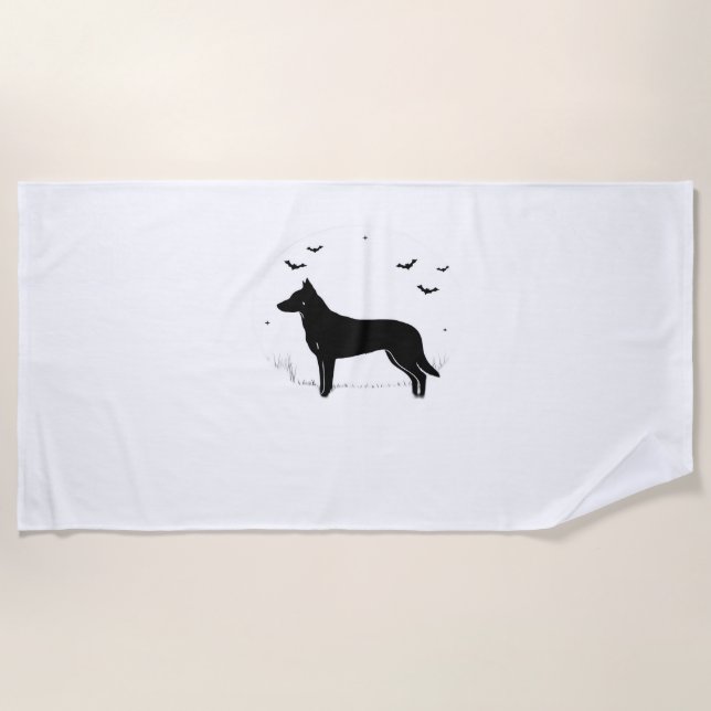 Beauceron Dog – Halloween Moon Silhouette Classic  Beach Towel (Front)