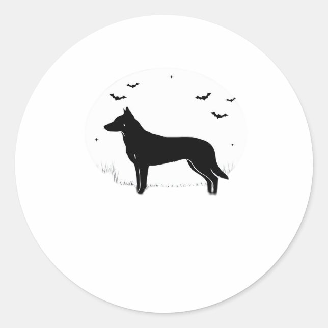 Beauceron Dog – Halloween Moon Silhouette Classic  Classic Round Sticker (Front)