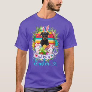Beauceron Dog In Easter Eggs Basket Bunnies Happy  T-Shirt