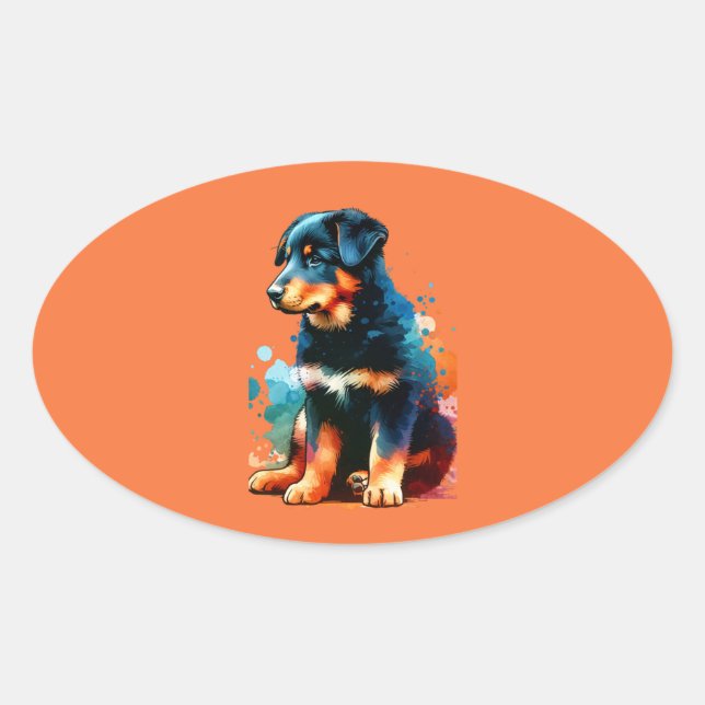 Beauceron Dog  Oval Sticker (Front)