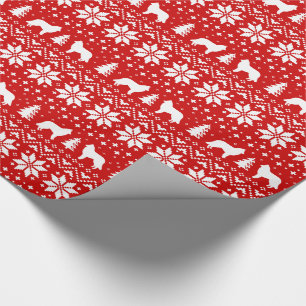 Beauceron Dog Silhouettes Red Christmas Pattern Wrapping Paper