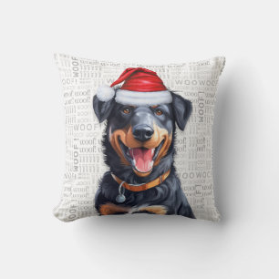 Beauceron Dog Watercolor Christmas Cushion