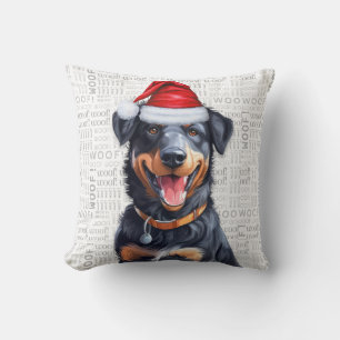 Beauceron Dog Watercolor Christmas Cushion